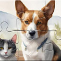 Jigsaw Puzzle: Oil Painting Dog And Cat